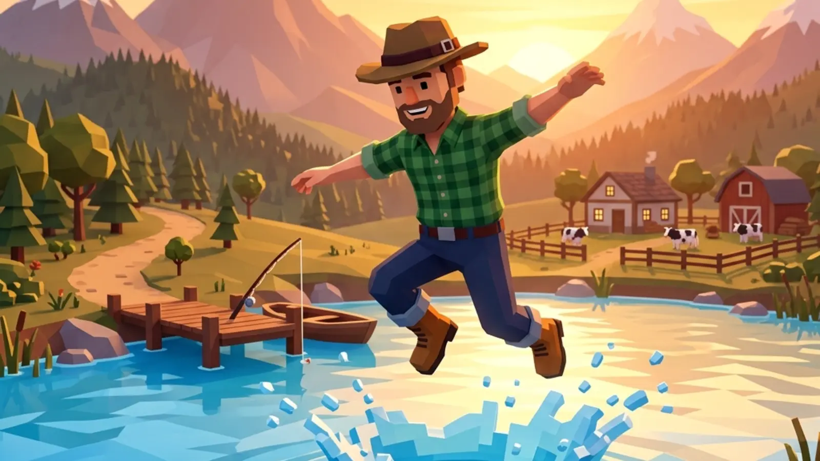 Farm World multiplayer farming game - Spring Valley at sunset